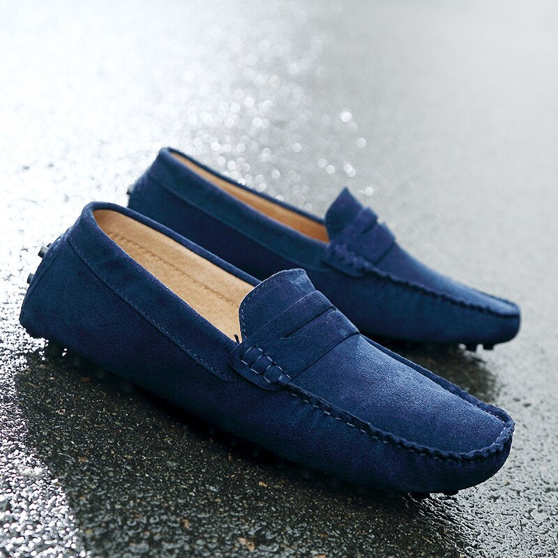Vibonanza | Suède Heren Moccassins Met Rubberen Zool