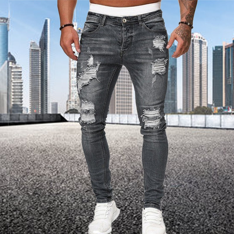 Vibonanza | Heren Skinny Jeans Vintage Washed Denim
