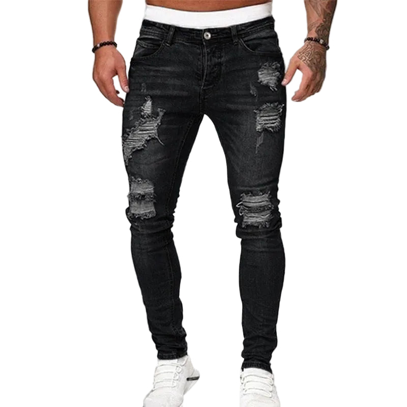 Vibonanza | Heren Skinny Jeans Vintage Washed Denim
