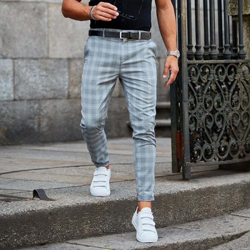Vibonanza | Slim Fit Heren Chino met Ruitenpatroon