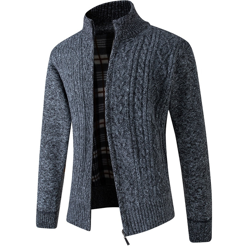 Vibonanza | Heren Grijs Kabelpatroon Gebreid Vest