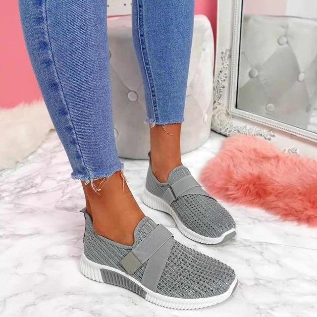 Vibonanza | Slip-on Dames Sneakers Met Klittenband en Mesh Stof