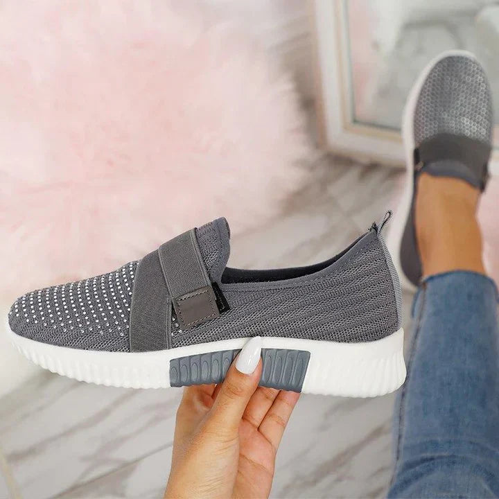 Vibonanza | Slip-on Dames Sneakers Met Klittenband en Mesh Stof