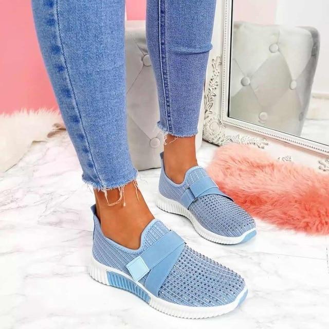 Vibonanza | Slip-on Dames Sneakers Met Klittenband en Mesh Stof