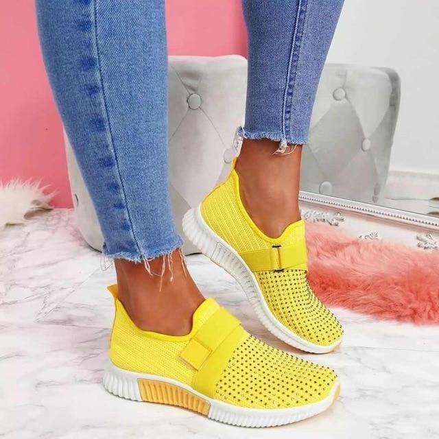 Vibonanza | Slip-on Dames Sneakers Met Klittenband en Mesh Stof
