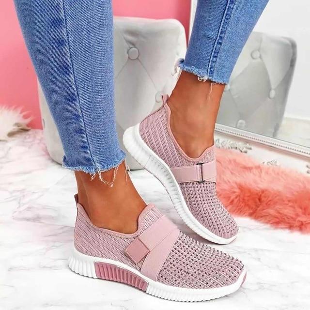 Vibonanza | Slip-on Dames Sneakers Met Klittenband en Mesh Stof