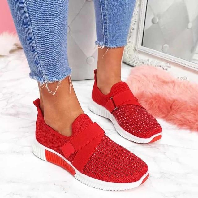 Vibonanza | Slip-on Dames Sneakers Met Klittenband en Mesh Stof