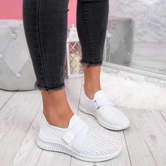 Vibonanza | Slip-on Dames Sneakers Met Klittenband en Mesh Stof