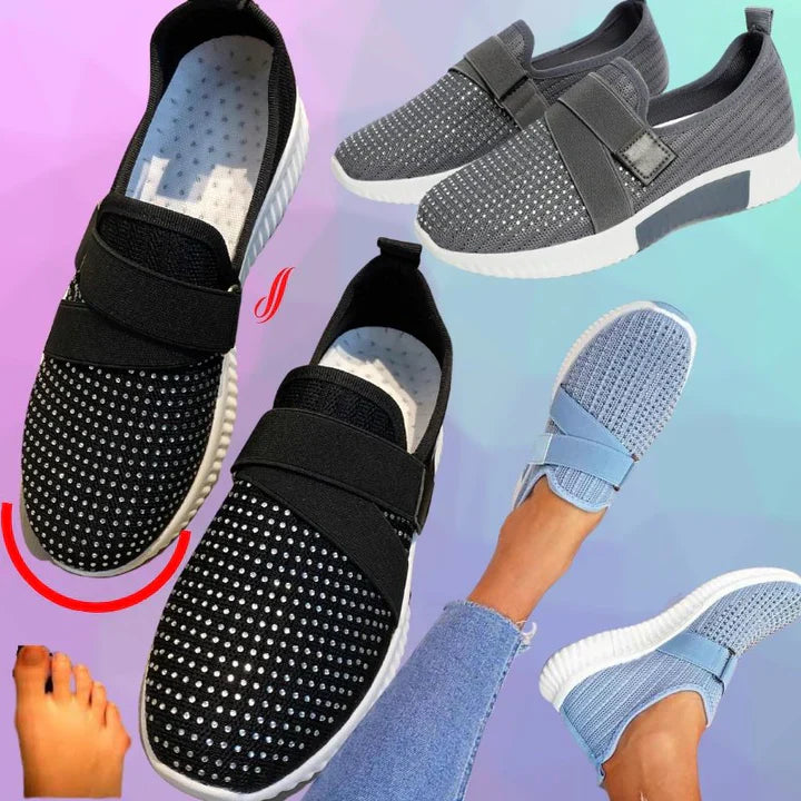 Vibonanza | Slip-on Dames Sneakers Met Klittenband en Mesh Stof