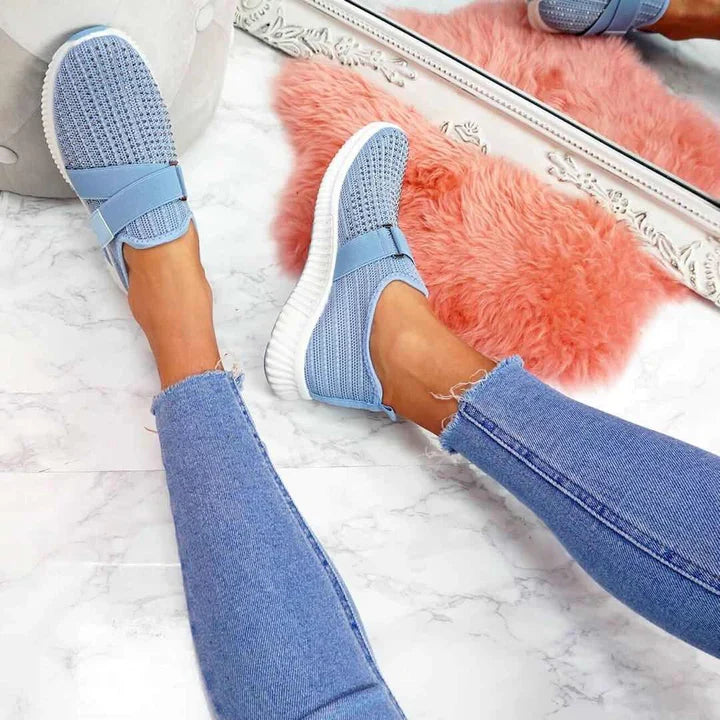 Vibonanza | Slip-on Dames Sneakers Met Klittenband en Mesh Stof