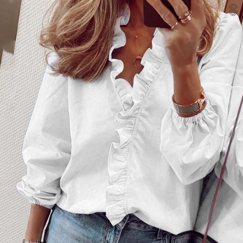 Vibonanza | Damesblouse V-hals met Volants
