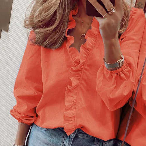 Vibonanza | Damesblouse V-hals met Volants