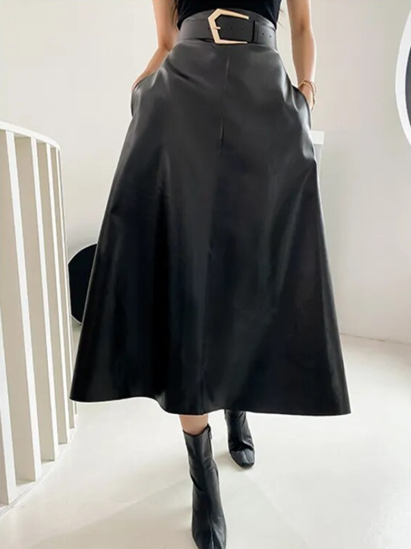 Vibonanza | Dames PU Leren Maxi Rok