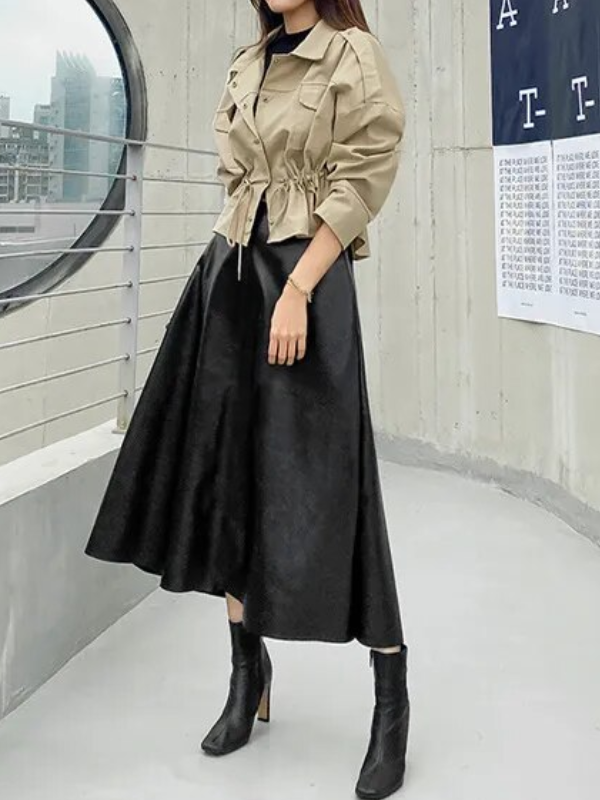 Vibonanza | Dames PU Leren Maxi Rok