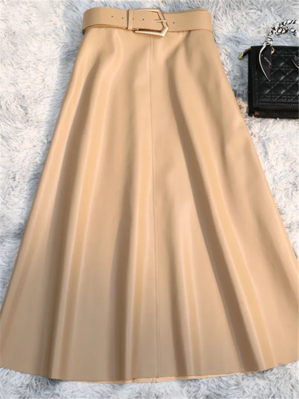 Vibonanza | Dames PU Leren Maxi Rok