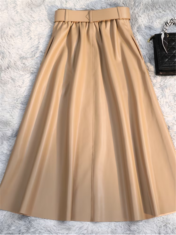 Vibonanza | Dames PU Leren Maxi Rok
