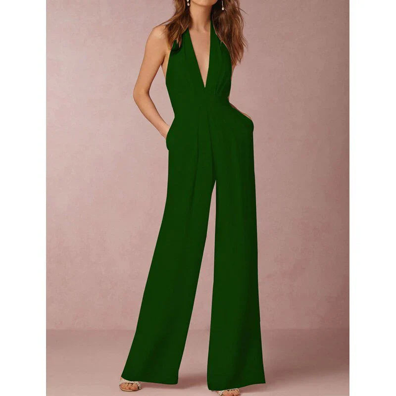 Vibonanza | Dames Mouwloze Jumpsuit met Wijde Pijpen