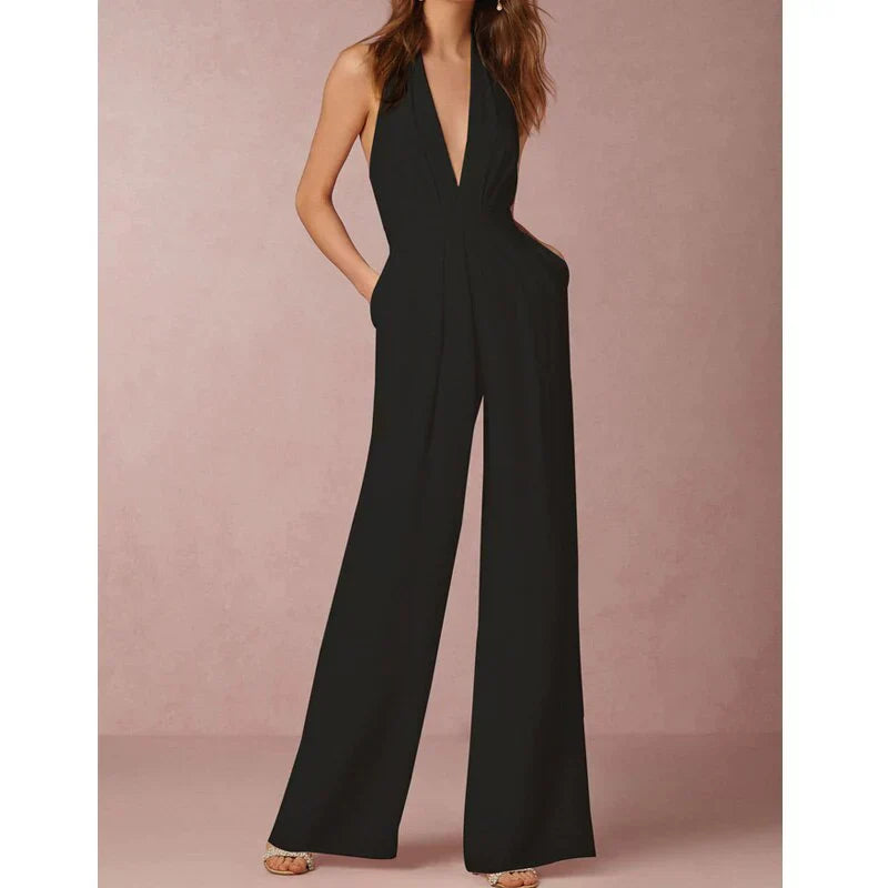Vibonanza | Dames Mouwloze Jumpsuit met Wijde Pijpen