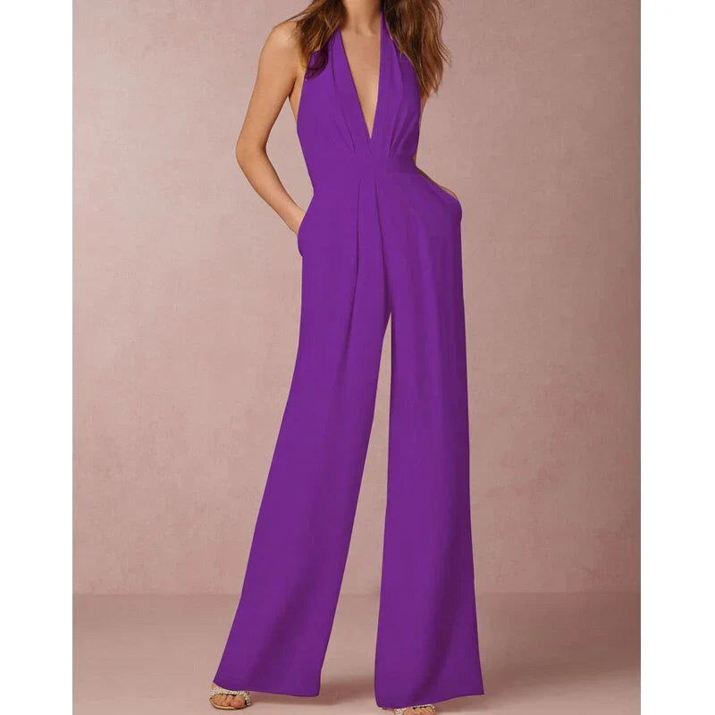 Vibonanza | Dames Mouwloze Jumpsuit met Wijde Pijpen