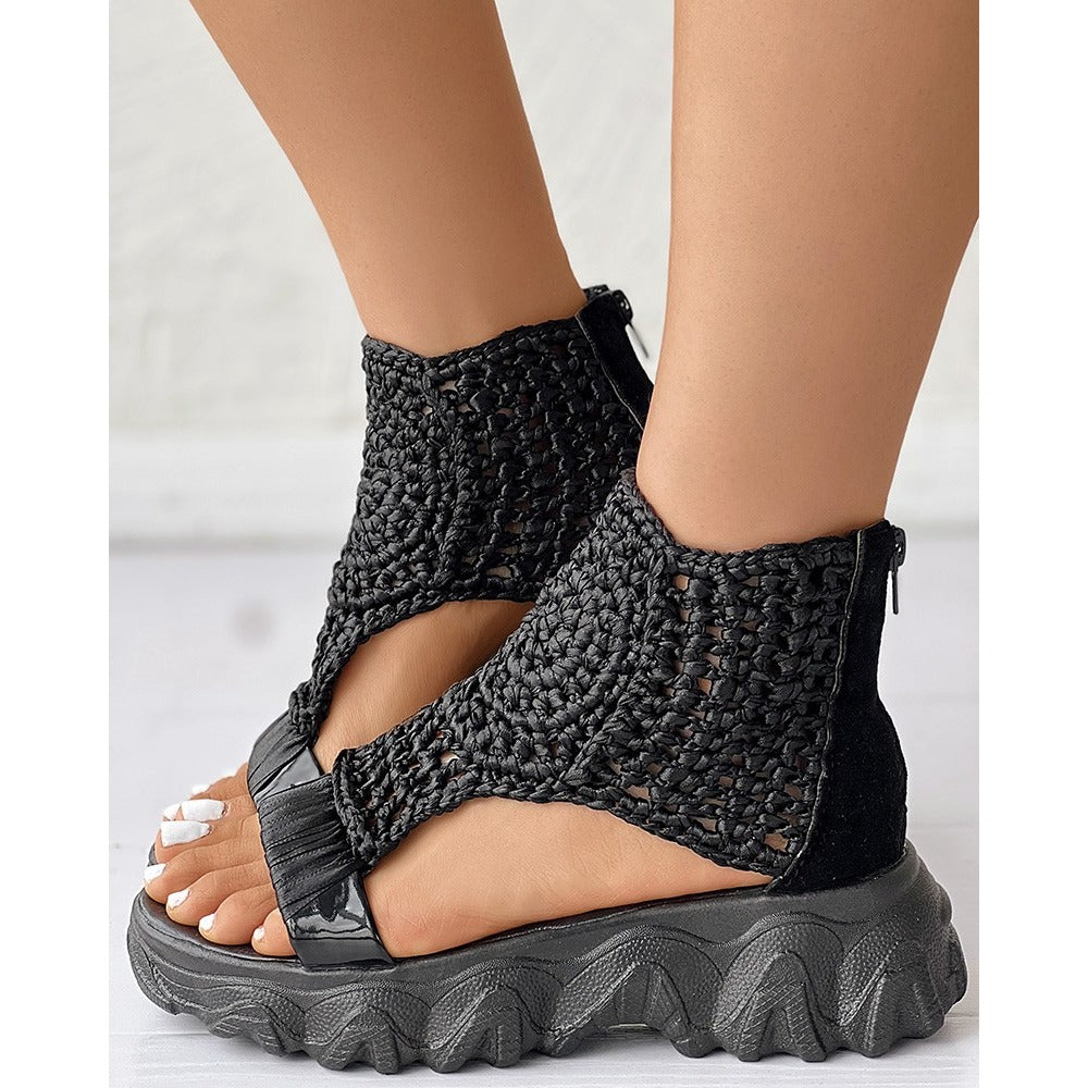 Vibonanza | Dames Zomersandalen Gevlochten Open design
