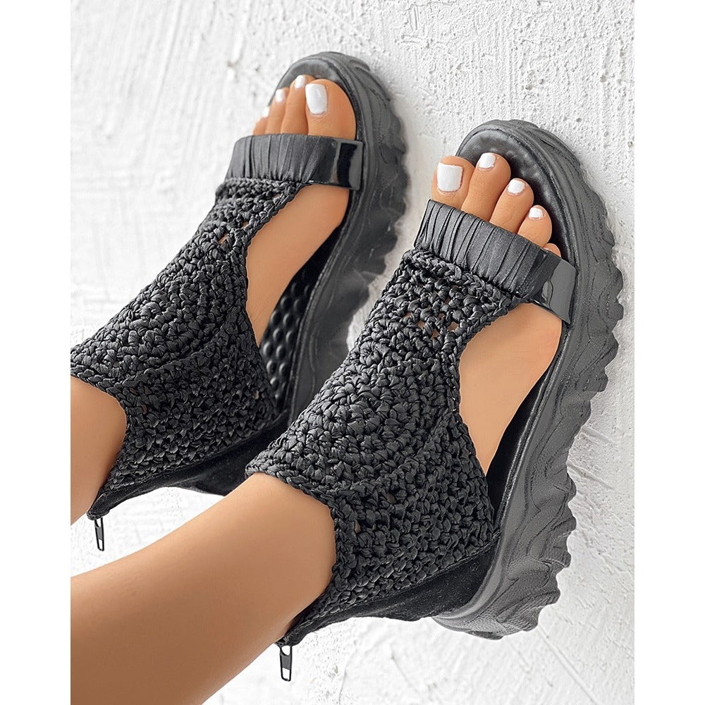 Vibonanza | Dames Zomersandalen Gevlochten Open design