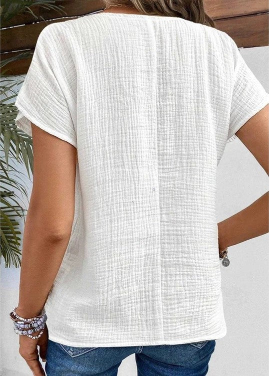 Vibonanza | Damesblouse Envelophals Korte Mouw