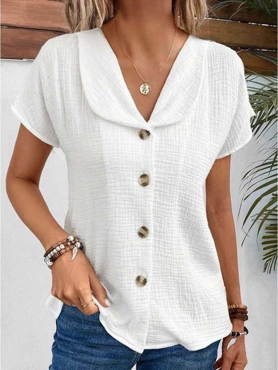 Vibonanza | Damesblouse Envelophals Korte Mouw
