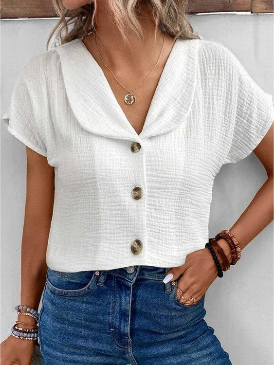 Vibonanza | Damesblouse Envelophals Korte Mouw