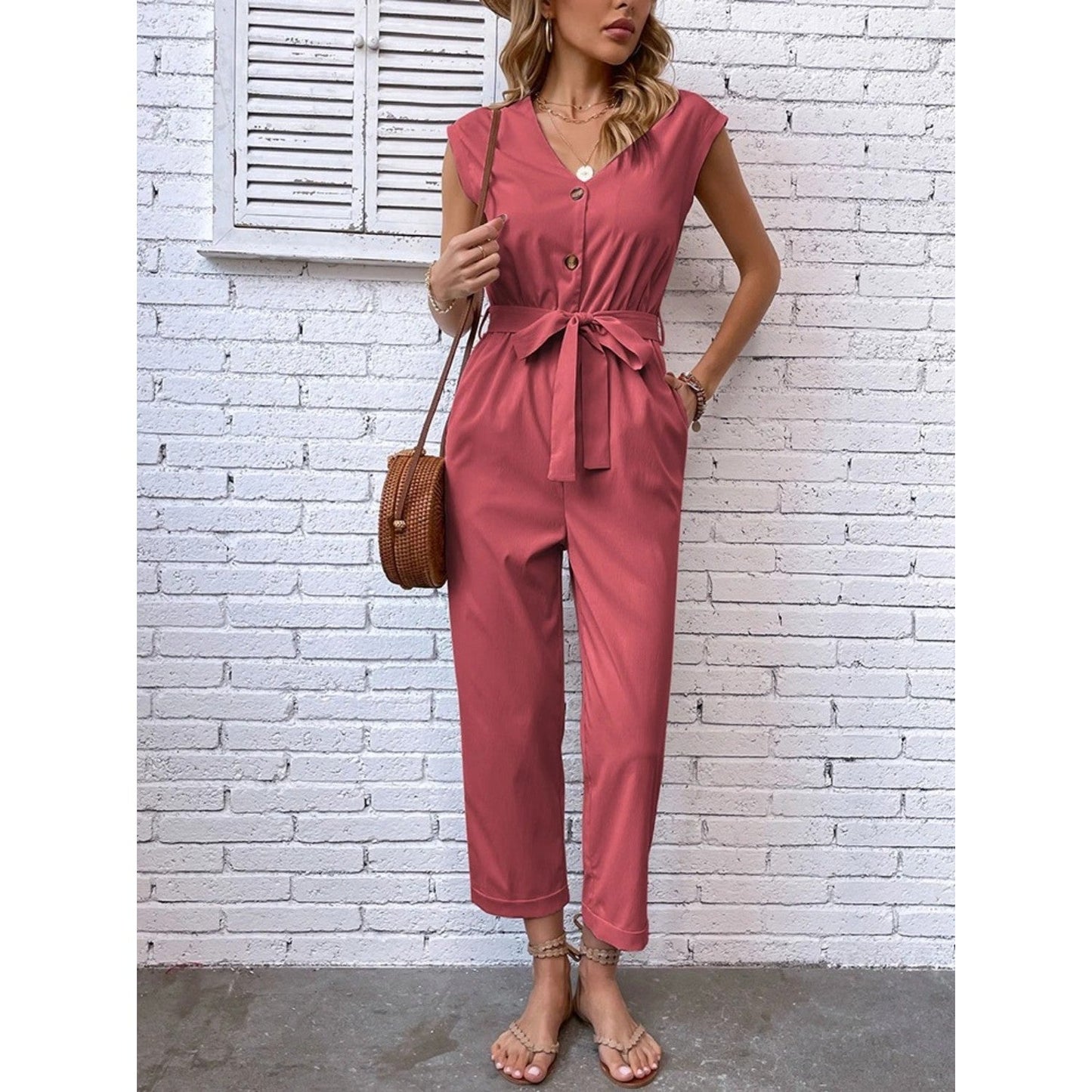 Vibonanza | Stijlvolle Mouwloze Zomer Jumpsuit