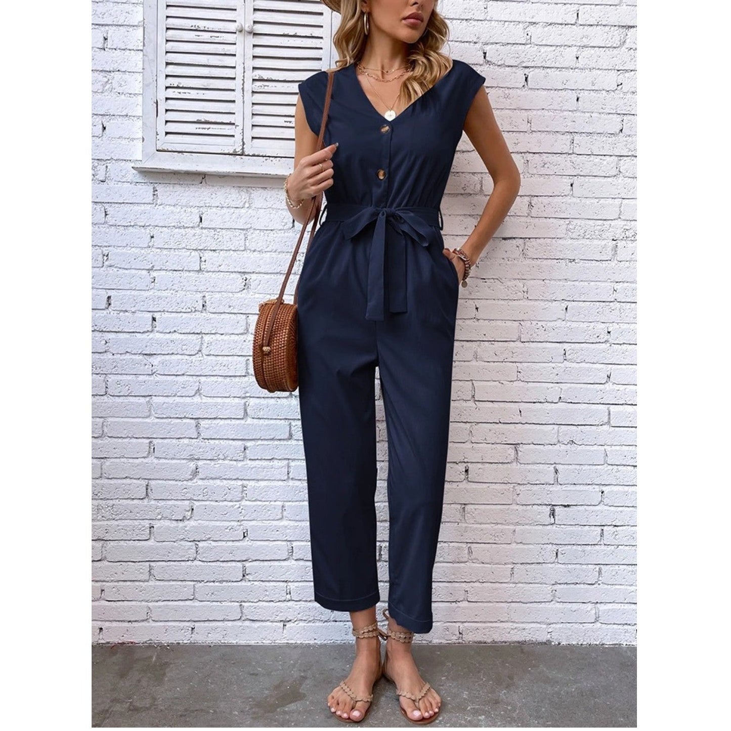 Vibonanza | Stijlvolle Mouwloze Zomer Jumpsuit