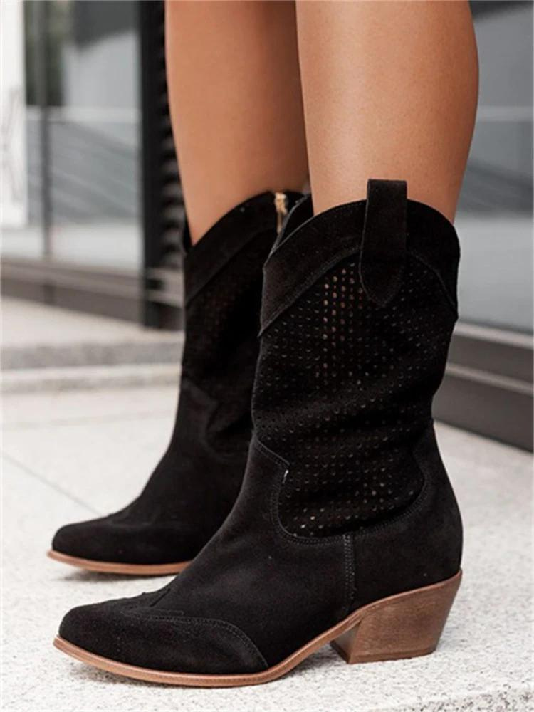 Vibonanza | Dames Cowboylaarzen Bruin Suède Western Design