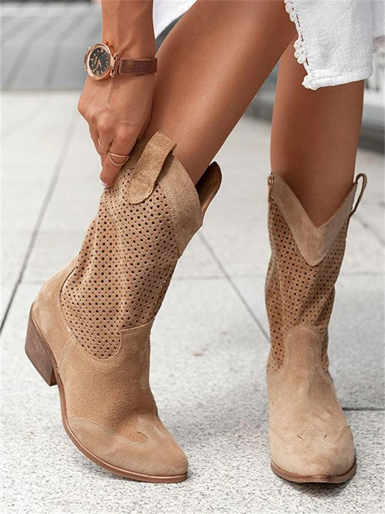 Vibonanza | Dames Cowboylaarzen Bruin Suède Western Design