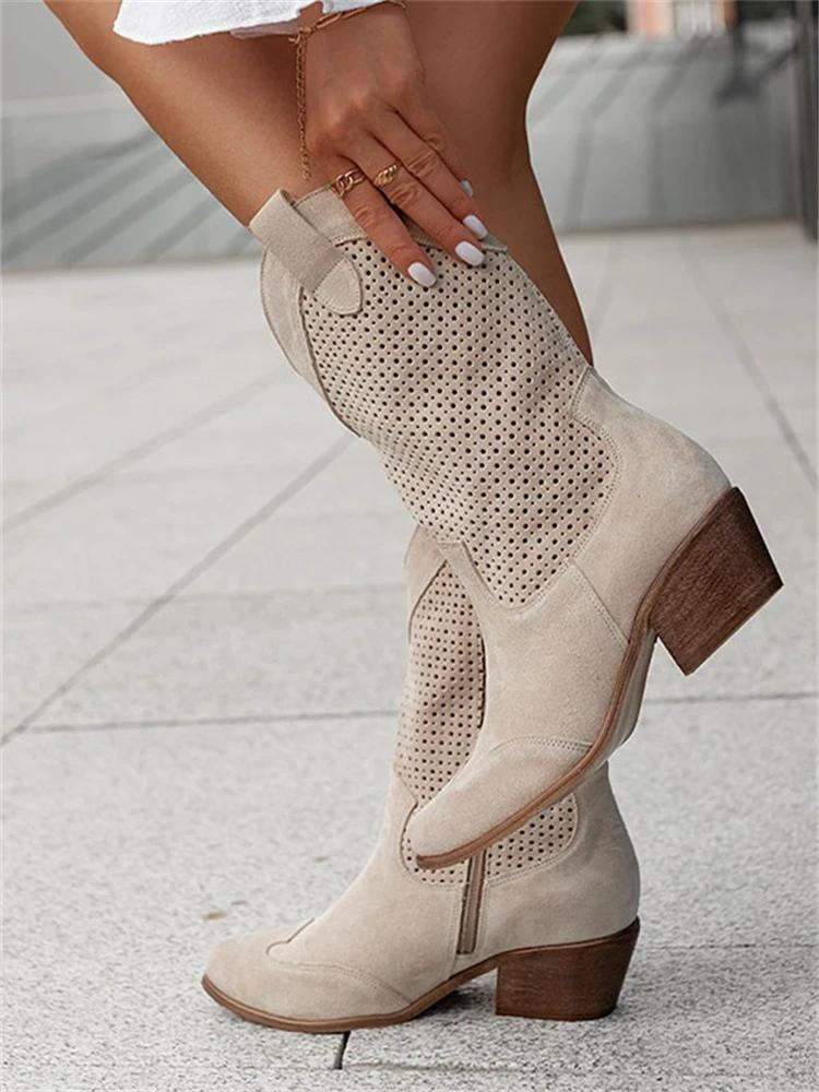 Vibonanza | Dames Cowboylaarzen Bruin Suède Western Design