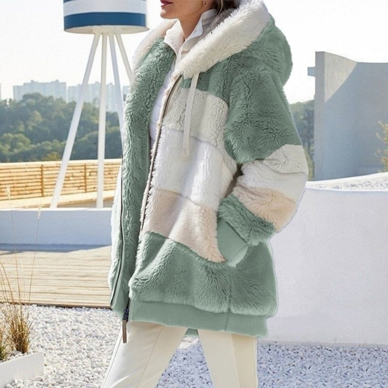 Vibonanza | Dames Pluche Hoodie Vest met Capuchon