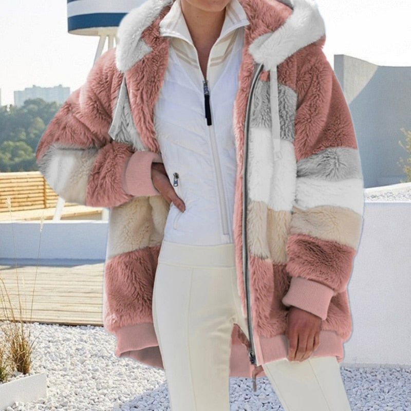 Vibonanza | Dames Pluche Hoodie Vest met Capuchon