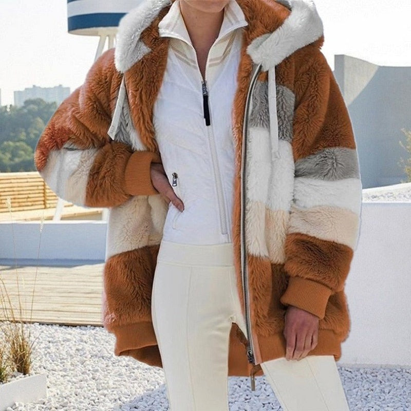 Vibonanza | Dames Pluche Hoodie Vest met Capuchon