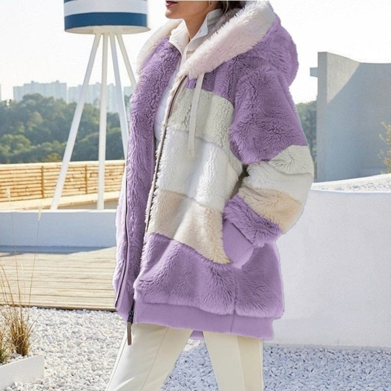 Vibonanza | Dames Pluche Hoodie Vest met Capuchon