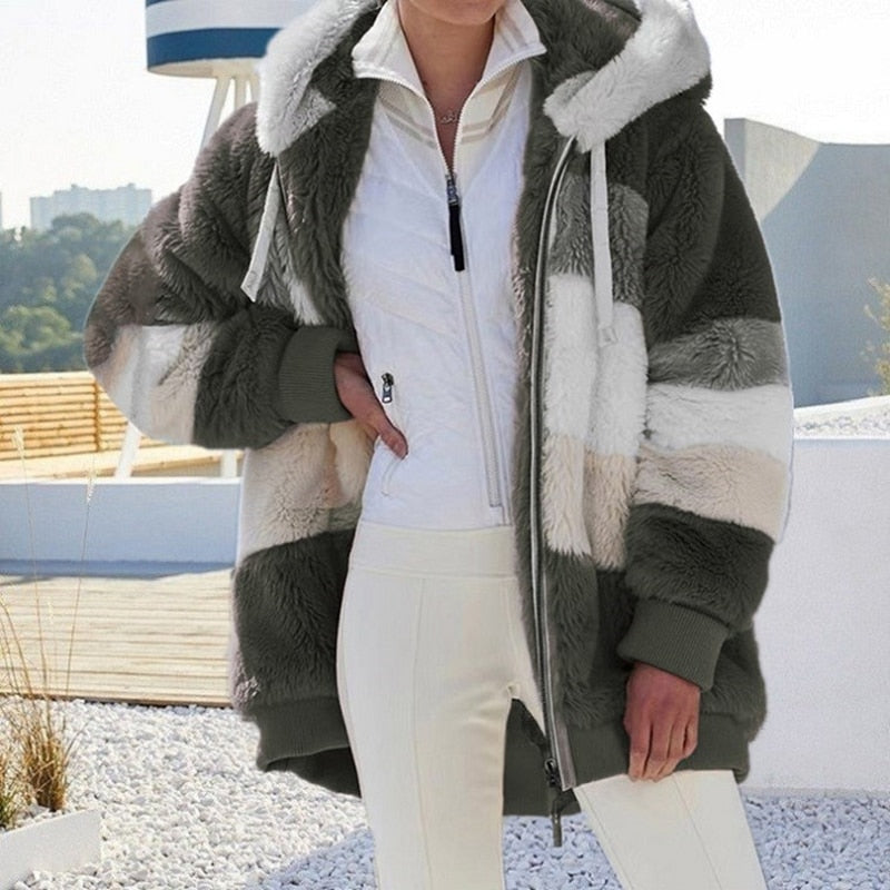 Vibonanza | Dames Pluche Hoodie Vest met Capuchon