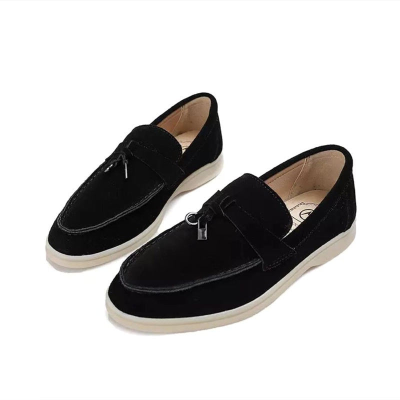Vibonanza | Dames Suède Loafers met Slotdetail