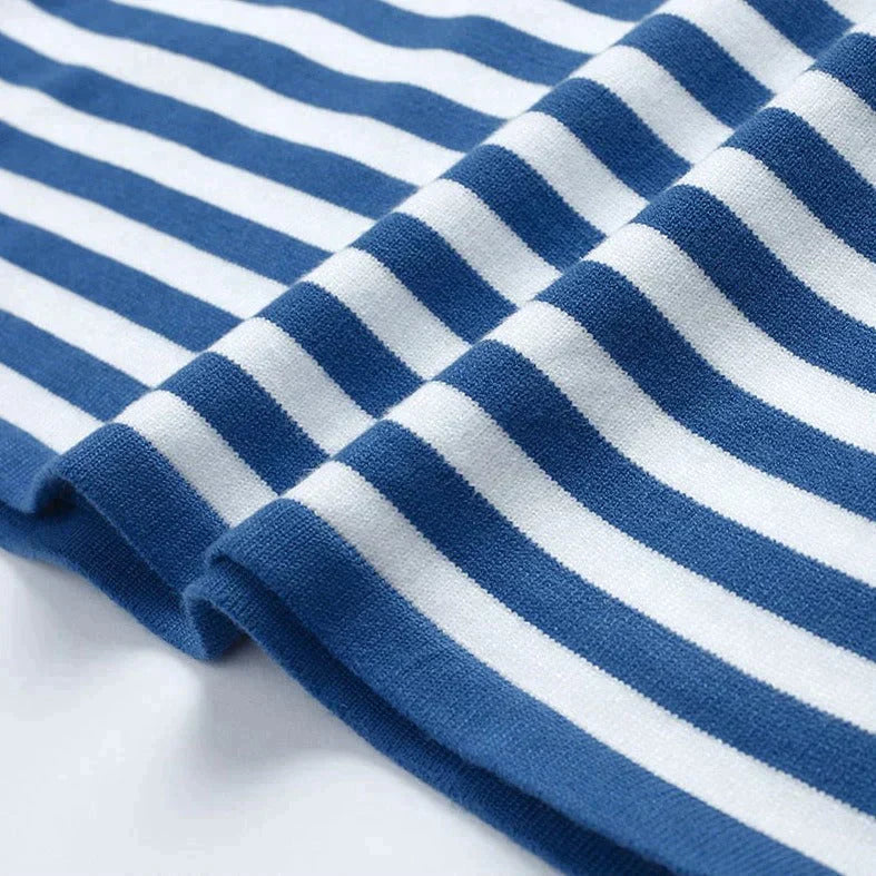 Vibonanza | Gestreepte Trui Biologisch Katoen Blauw-Wit