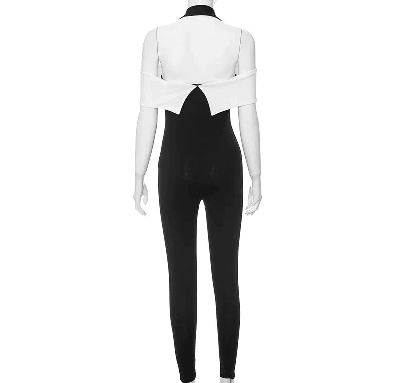 Vibonanza | Dames Halternek Jumpsuit Monochroom