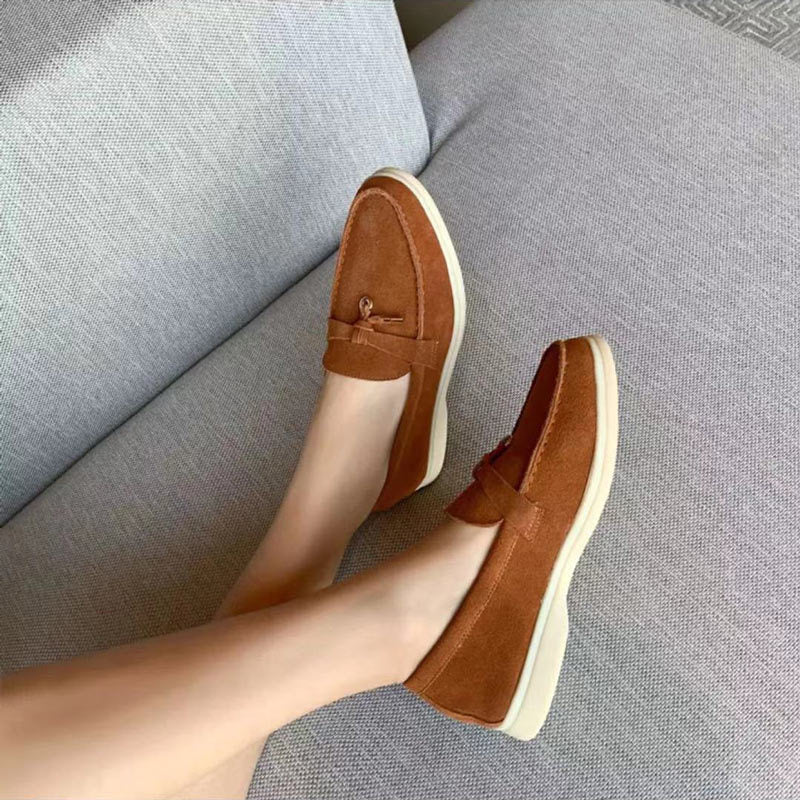 Vibonanza | Dames Suède Loafers met Slotdetail