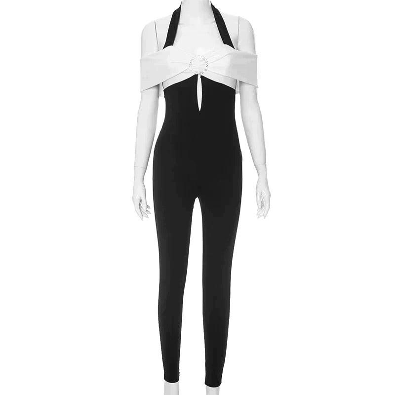 Vibonanza | Dames Halternek Jumpsuit Monochroom