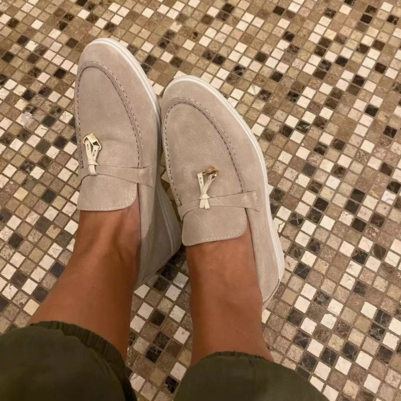 Vibonanza | Dames Suède Loafers met Slotdetail