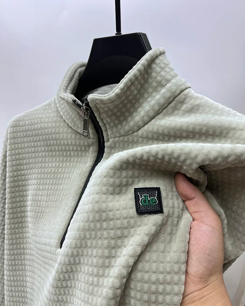 Vibonanza | Alpaca Fleece Half Zip Trui met Hoge Kraag