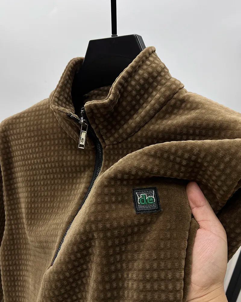 Vibonanza | Alpaca Fleece Half Zip Trui met Hoge Kraag