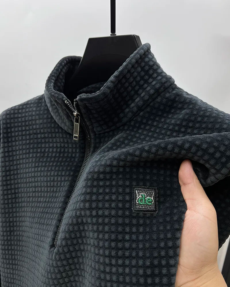 Vibonanza | Alpaca Fleece Half Zip Trui met Hoge Kraag