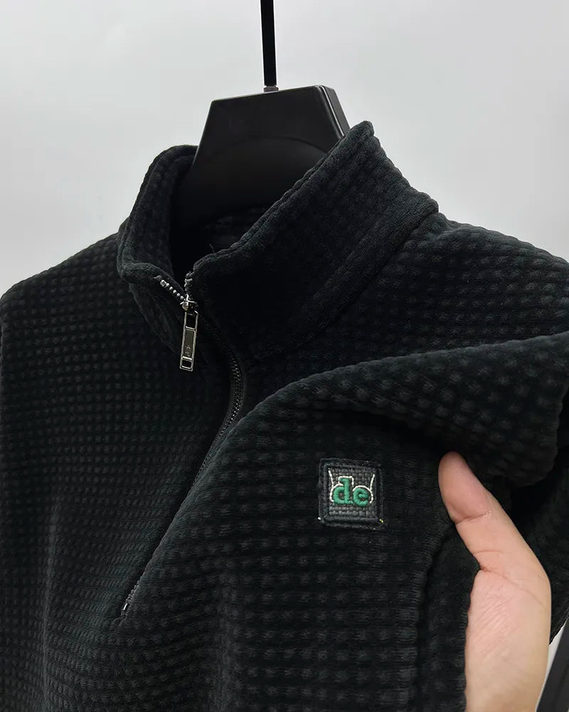 Vibonanza | Alpaca Fleece Half Zip Trui met Hoge Kraag