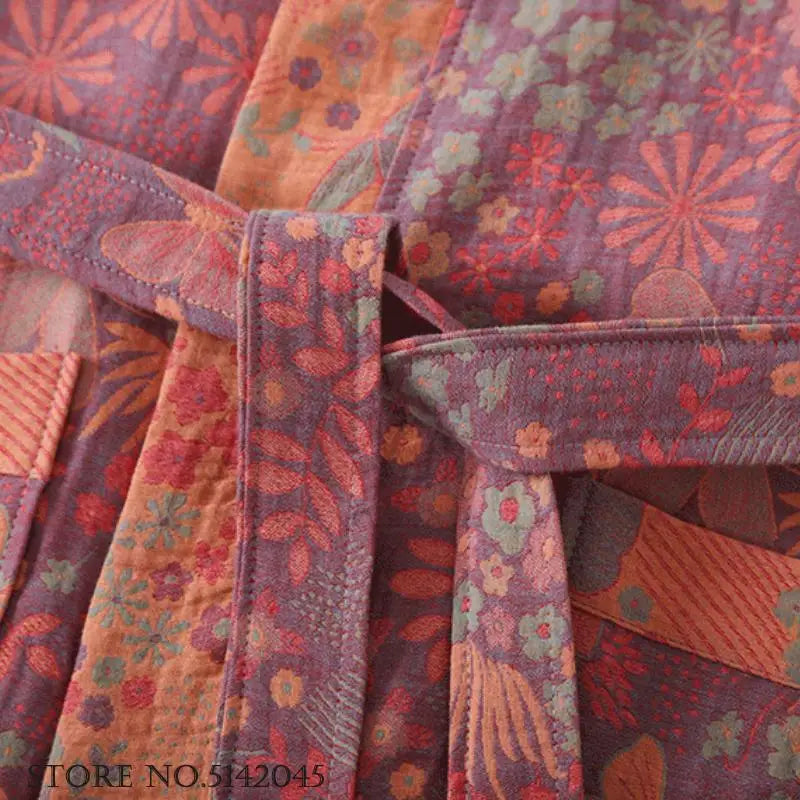 Vibonanza | Katoenen Kimono Badjas Ginkgo Print