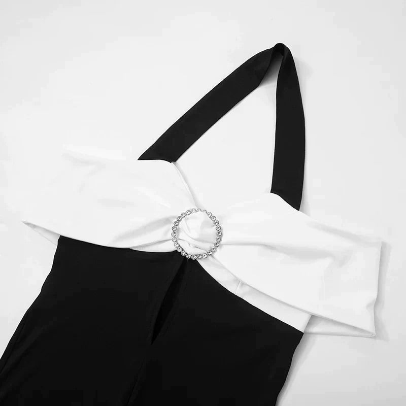 Vibonanza | Dames Halternek Jumpsuit Monochroom